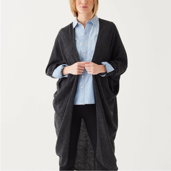 Mersea Sweaters - Mersea Chelsea Kimono on Inkwell Charcoal Grey One Size Open Front Cardigan